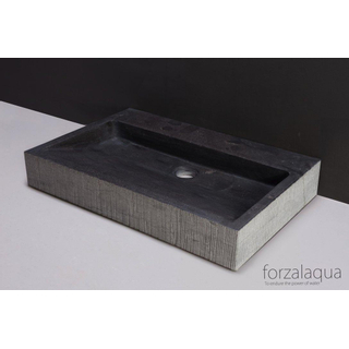 Forzalaqua Palermo wastafel 60x40x9cm Rechthoek 0 kraangaten Natuursteen Hardsteen gefrijnd